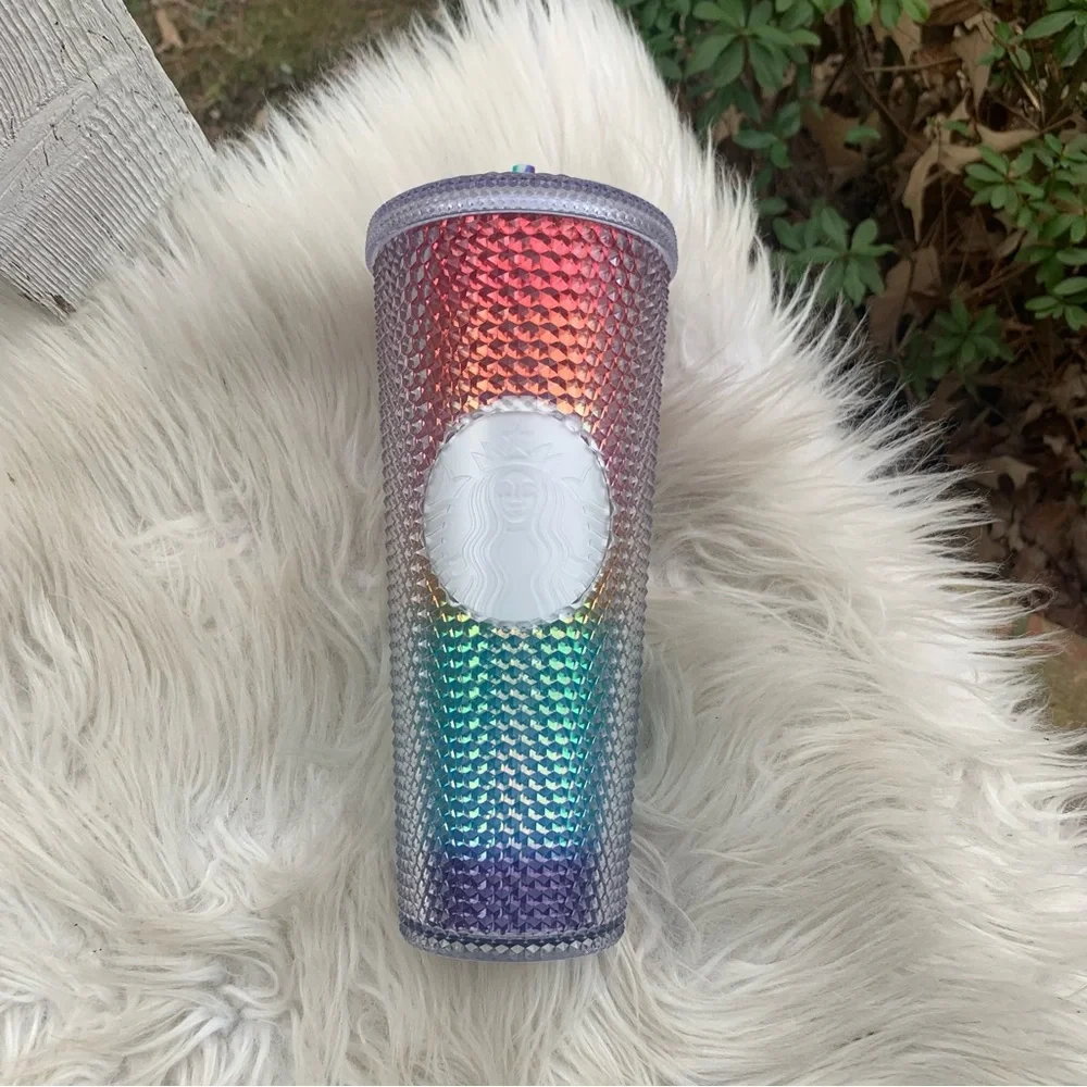 Starbucks 2020 Rainbow Studded Pride 24oz Acrylic Tumbler w/ Straw Spikes